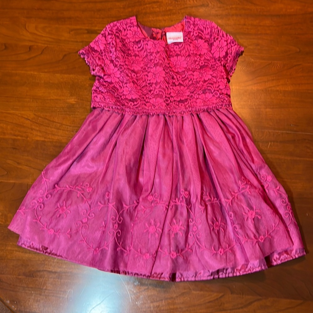Nannette Kids Lace Embroidered A-Line Dress Fusia Size 3T